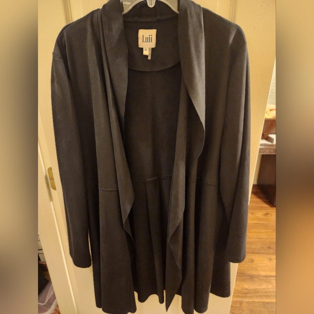 Luii Sz XL Black Open Front Tunic Cardigan